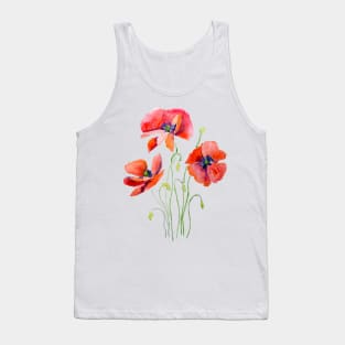 3 red and orange poppies watercolor Tank Top